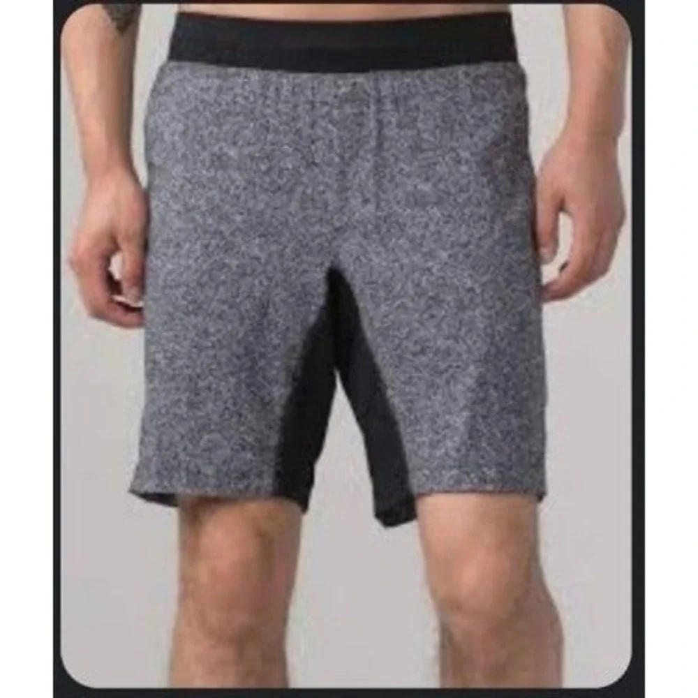 Lululemon Mens Intent Short Heathered Grey Black‎ Athletic Yoga Training Shorts